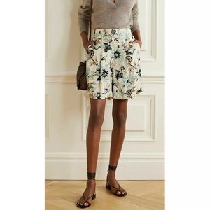 DIANE VON FURSTENBERG DVF cream tulip floral Nathalie crepe shorts